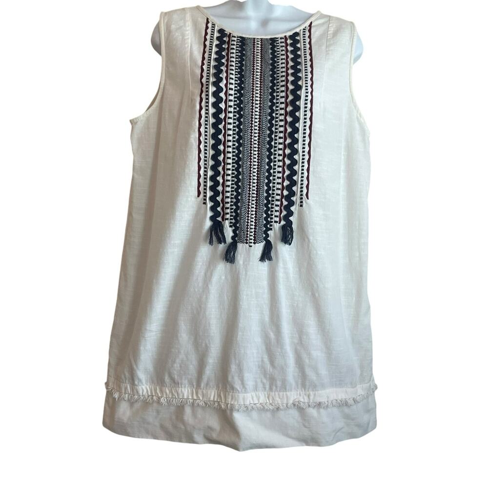 White Stuff Women Mini Dress S Ivory Southwest Detail  Shabby Chic Boho‎ Cowgirl